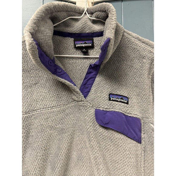 Patagonia Women’s Snap-T Pullover Gray/Purple Jacket Sweater Size Medium - Picture 2 of 5